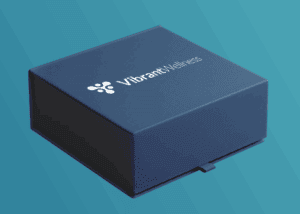 A blue box with the word vibrant Wellness on it