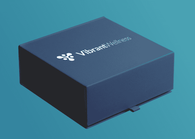 A blue box with the word vibrant Wellness on it