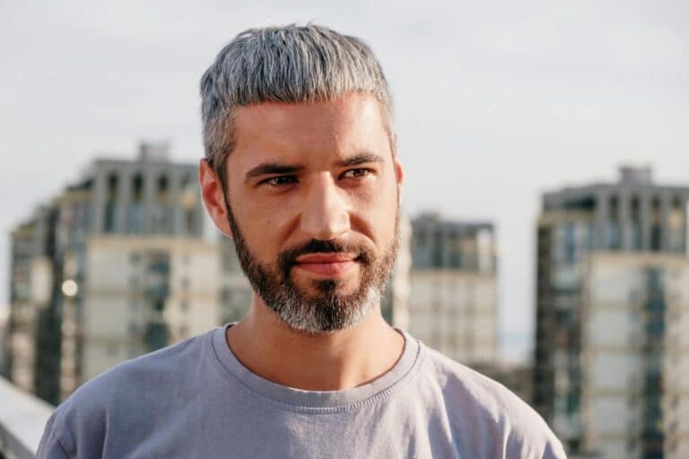 young man with gray hair